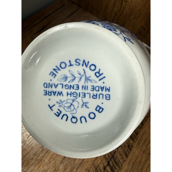 Burleigh Blue Ironstone Bouquet Floral Sugar Bowl England - Picture 4 of 4
